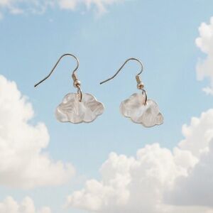 Florescent White Silver Cloud Dangly Earrings